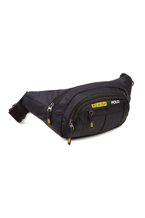 Unisex Impertex Fabric Headphone Outlet Waterproof Shoulder And Waist Bag Cross Strap Black Color