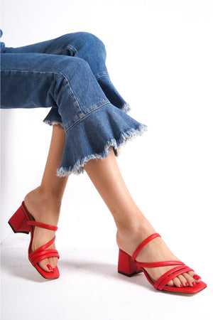 Women'S Red Heeled Slippers Sandals Ba20888
