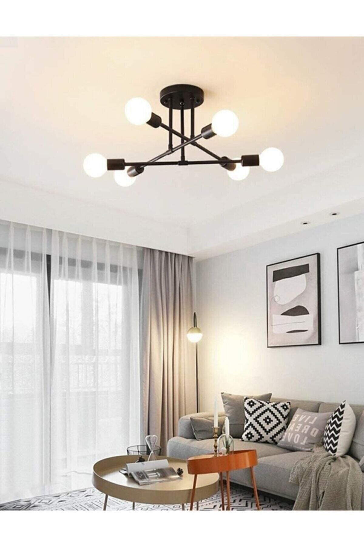 Spider Cross Modern Sports Ceiling Lamp Black Living Room - Kitchen - Bedroom 6-Piece Chandelier (Without Bulb)