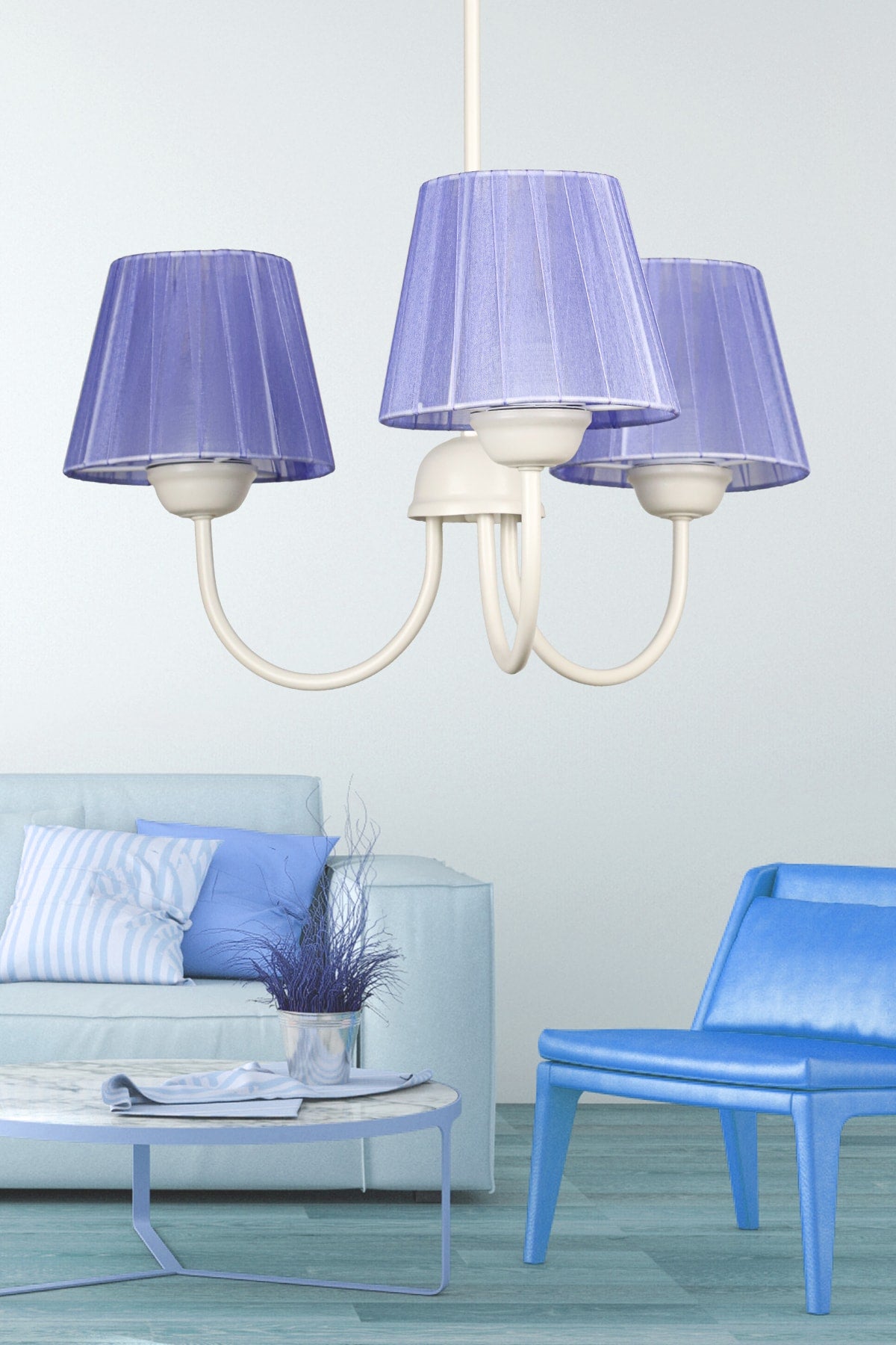 Ova 3Rd Chandelier White Lilac Hat