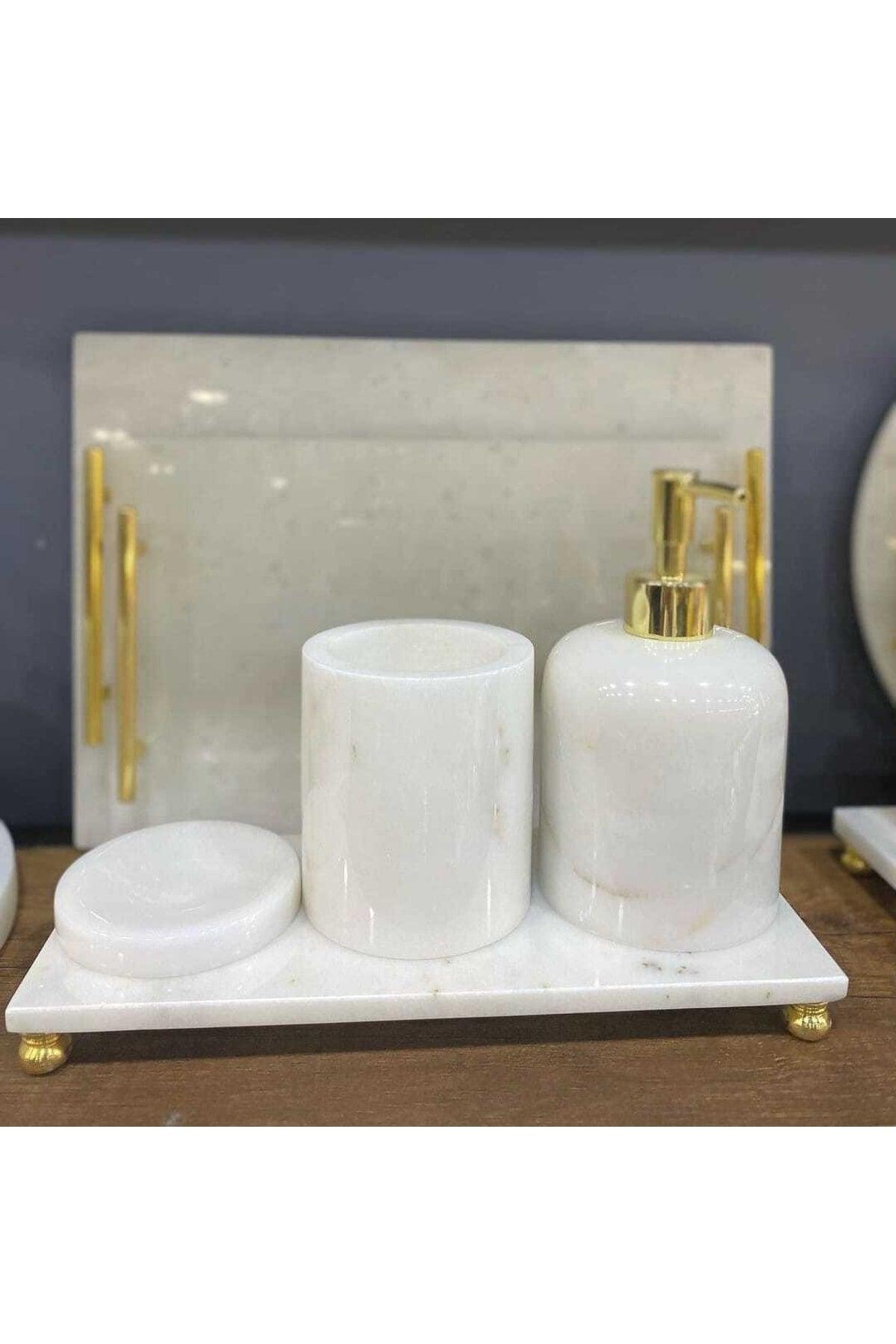 White Marble Bathroom Set - 4 Pieces - Swordslife