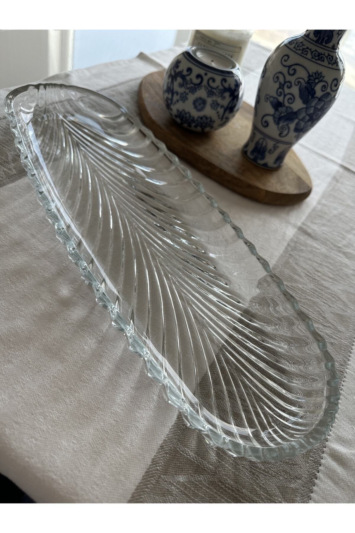 Busayhome Glass Boat Plate Presentation Plate 40 Cm Presentation Plate