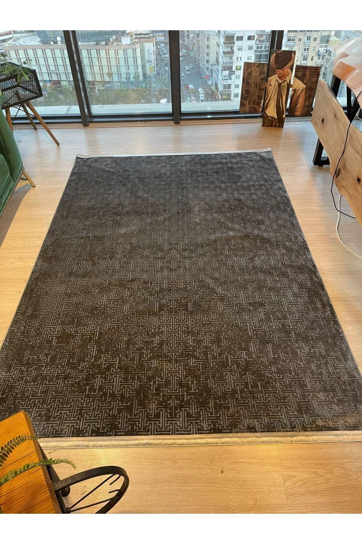 4 Seasons Modern Woven Carpet Fringed, Stain Resistant. (Special Sizes Can Be Made.) Anthracite - Swordslife