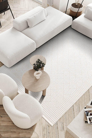 Meridian Cream Non-Slip Base Modern Woven Carpet Kids Room Living Room Living Room Kitchen 65287 - Swordslife