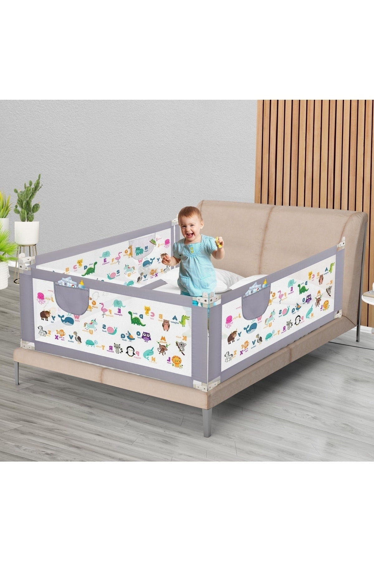 Gradually Adjustable Height (Extra High) Bed Barrier 150 Cm Width X (64-94) Cm Height