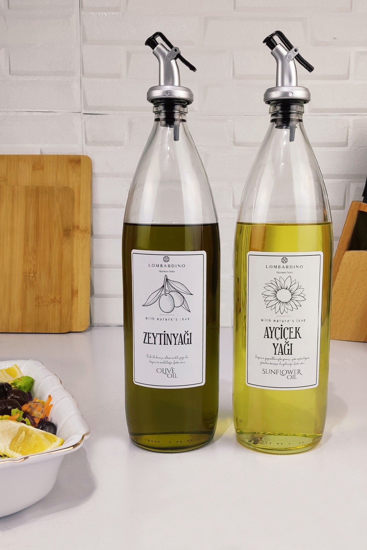 Vetro 2-Piece Olive Oil And Oil Bottle Oil Pot 1000 Ml Sh-003