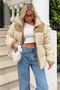 Beige Plush Oversize Coat Mg1371 - Swordslife