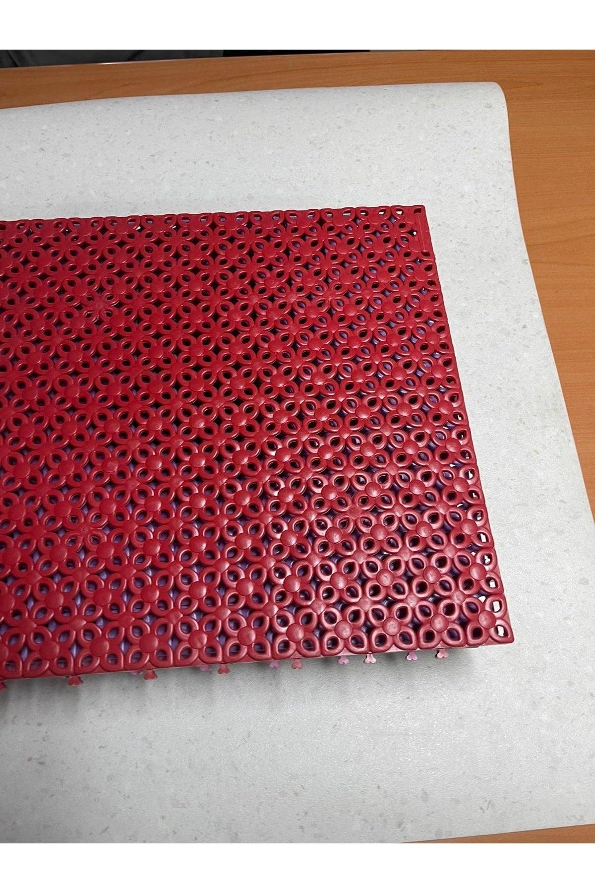 33x33 Cm Contrasted Plastic Mat Floor Tile Rose Patterned Red - Swordslife