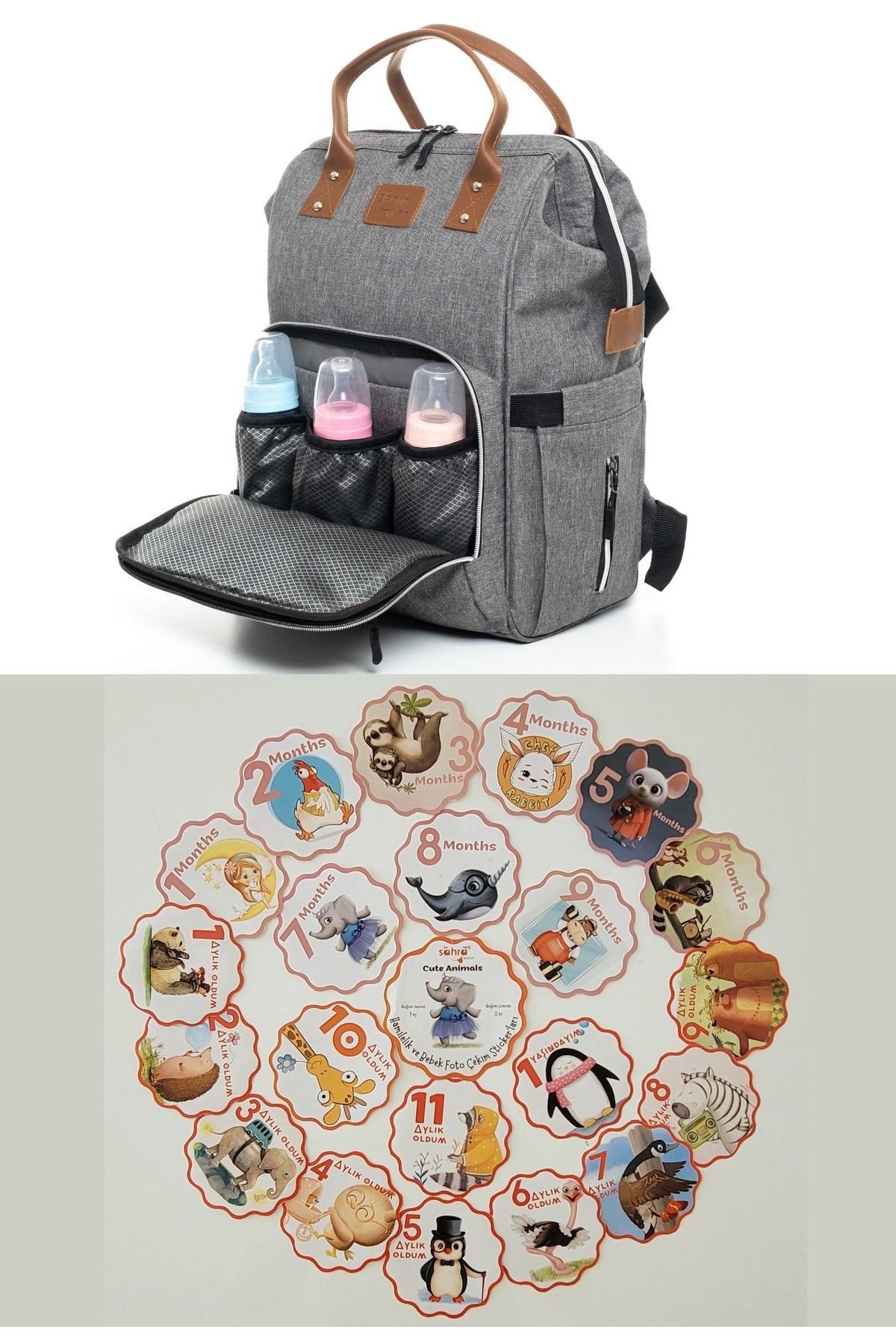 Luxury Waterproof Stainproof Baby Care Backpack And Pregnancy And Baby Photo Shoot Sticker Set