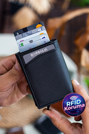 Black Card Holder Wallet With Lyons Mechanism
