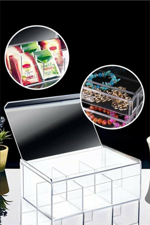 Tea Box 6 Compartment Lid Sachet Herbal Tea Storage Container