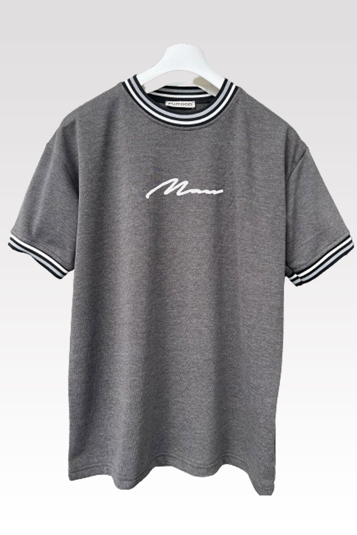 Unisex Gray New Season Oversize Pattern Summer T-Shirt
