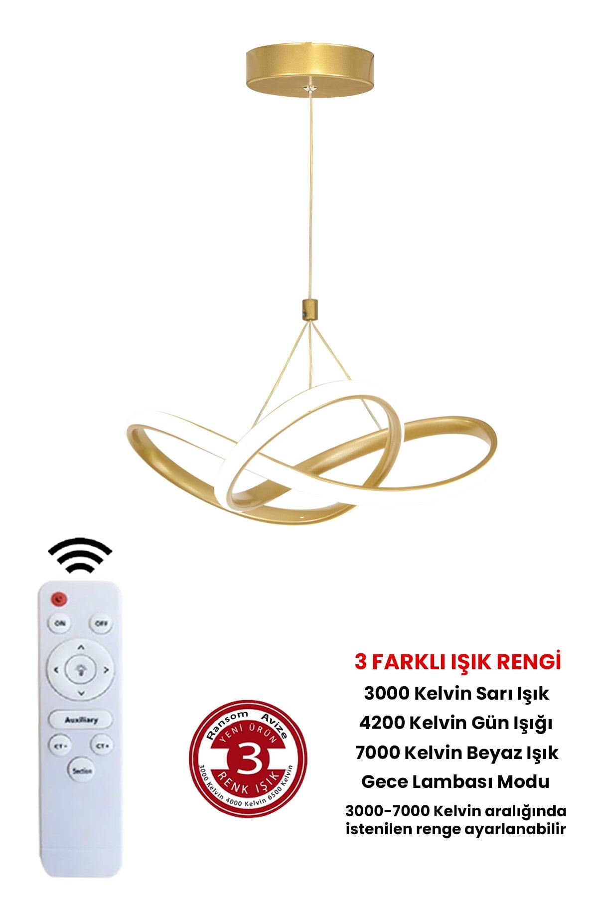 3 Colors Gold Controlled Dimmer 4 Mode Modern Pendant Lamp Led Chandelier