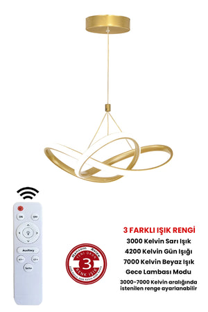 3 Colors Gold Controlled Dimmer 4 Mode Modern Pendant Lamp Led Chandelier