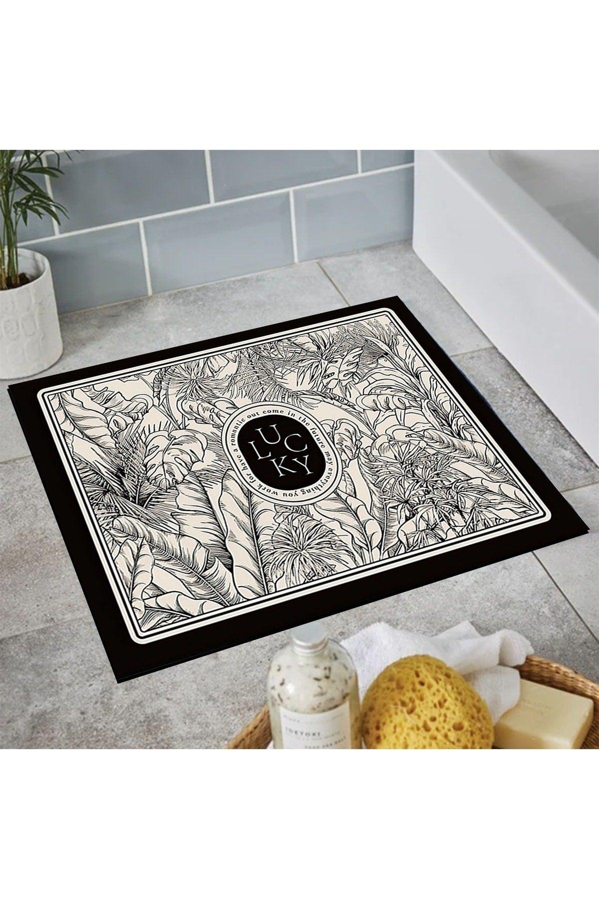 Else Patterned Shower Front Square Bathroom Carpet Doormat Single Piece 60x60cm - Swordslife