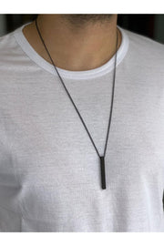 Murat Boz Necklace Men'S Rectangle Black Necklace 70Cm