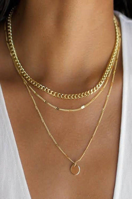 Women's Gold Layered Chain Necklace - Swordslife