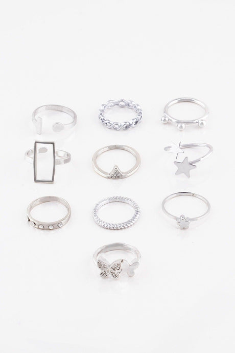 Clover Butterfly And Star Figured Zircon Stone 10 Ring Combination 018 - Swordslife