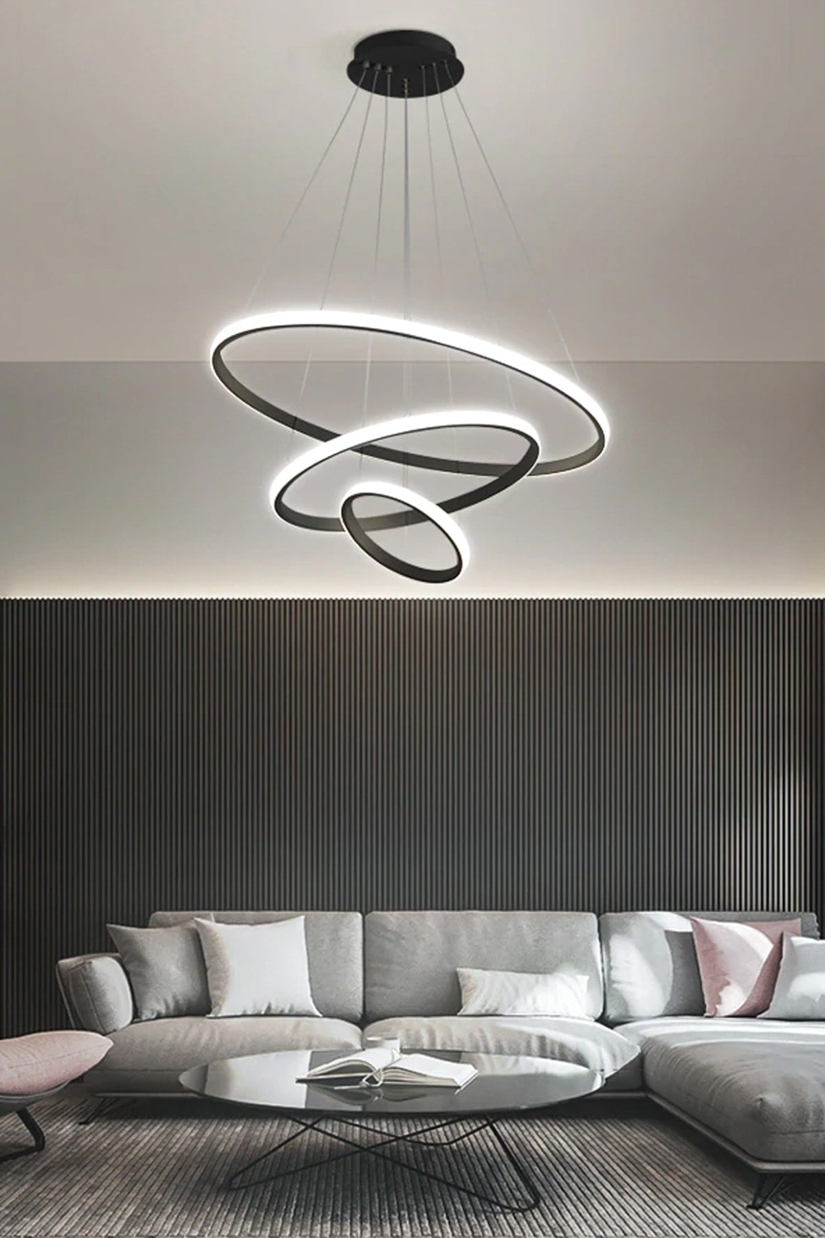 Alex Modern Design Black Triple White Light Led Chandelier