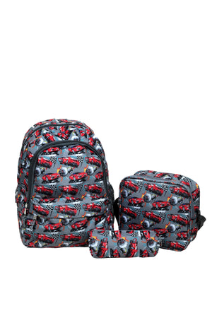 Car Patterned 3 Piece Primary School Bag