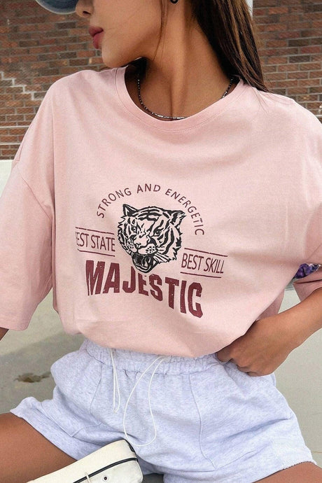 Women's Pink Majestic Printed Oversize T-shirt - Swordslife