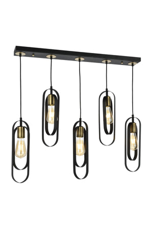 Esse 5-Piece Black Antique Box Pendant Lamp Chandelier