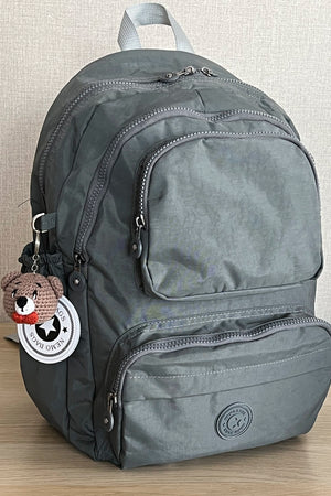 Fcstore Crinkle Fabric Waterproof Medium Size Dark Gray Clinker Backpack/Laptop School Bag