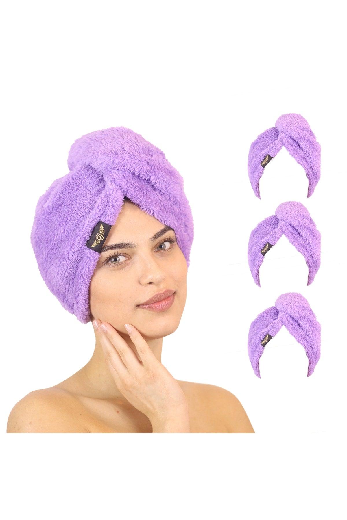 3 Pack Microfiber Hair Towel – 2 Button Hair Drying Cap – Quick Dry Turban - Swordslife