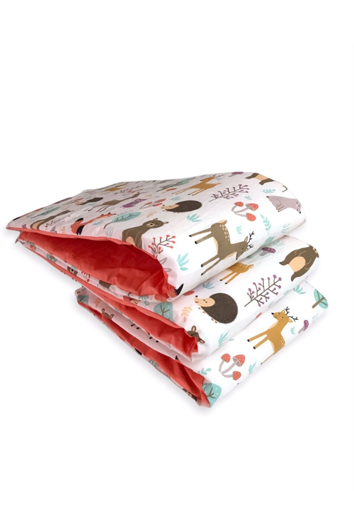 Baby Kids 100% Cotton Crib Side Protection 60X120 (3 Pcs) Nature Tile Orange