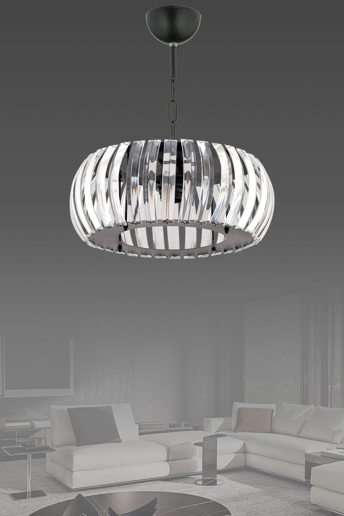 Venus Black 25 Cm Plumbing Crystal Stone Chandelier