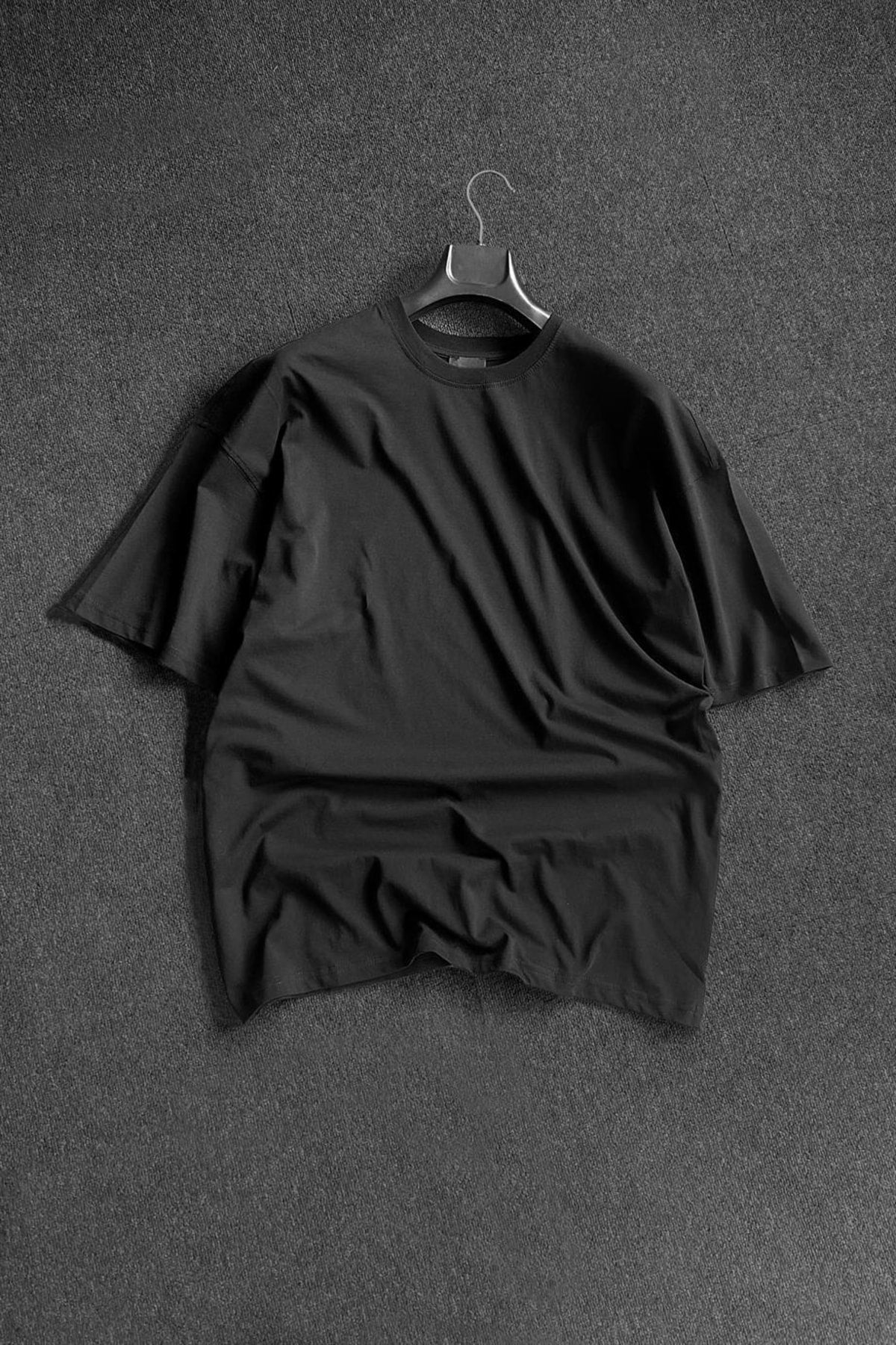 Men'S Black 2 Thread Basic Oversize T-Shirt