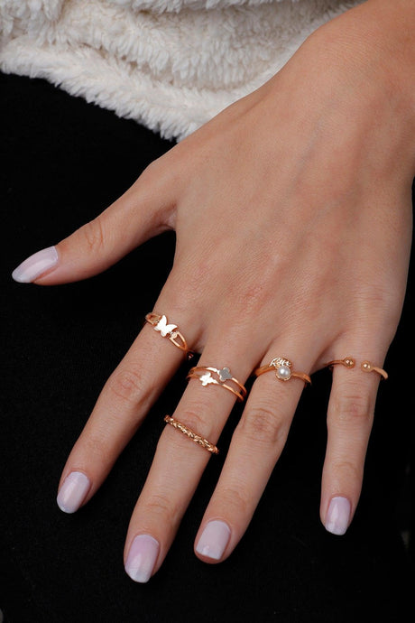 Butterfly And Leaf Figured Combination Ring Set 006 - Swordslife