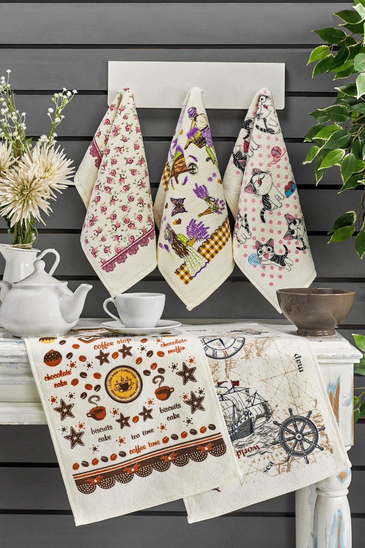 Nora 5 Pieces Printed Kitchen Towel Set 30x50 - Swordslife