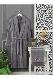 Anthracite Towel Bathrobe Set of 2 - Swordslife