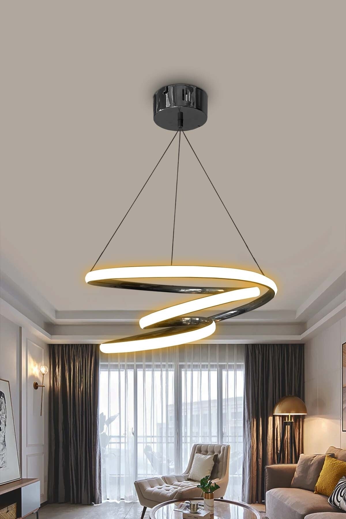 Modern Pendant Lamp Galaxy Black Case Daylight Led Chandelier