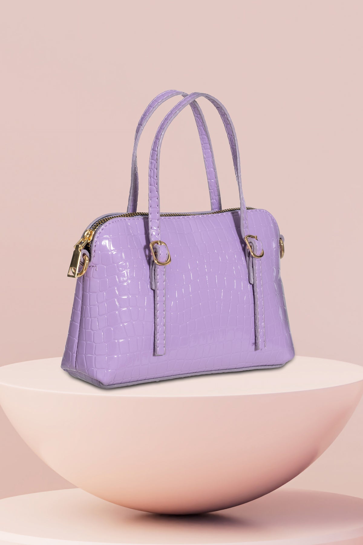 Women'S Leather Look Double Handle Bag