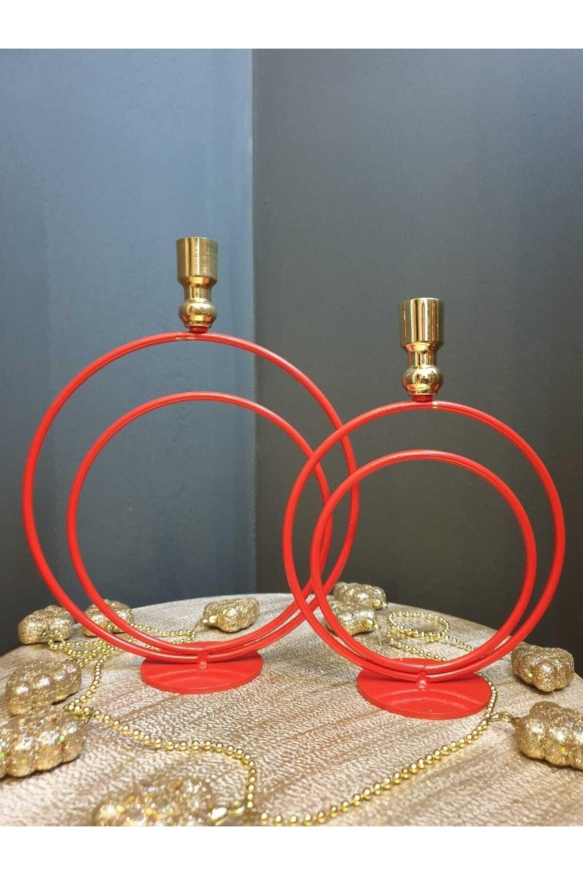 Noel Alvina Red/gold Candlestick , Candle Holder - Swordslife