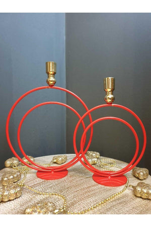 Noel Alvina Red/gold Candlestick , Candle Holder - Swordslife