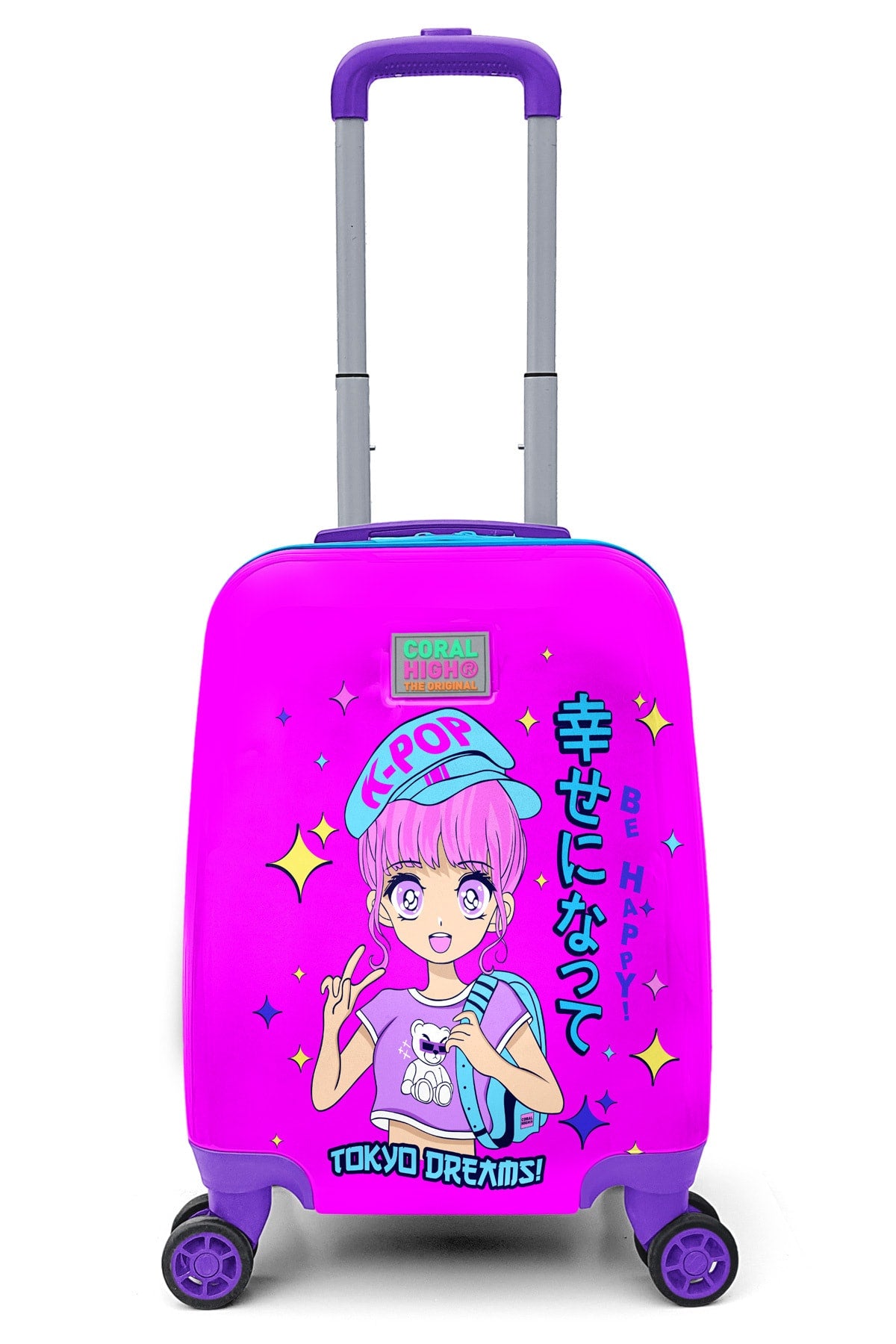 Kids Purple Pink Blue K-Pop Patterned Kids Suitcase 16727