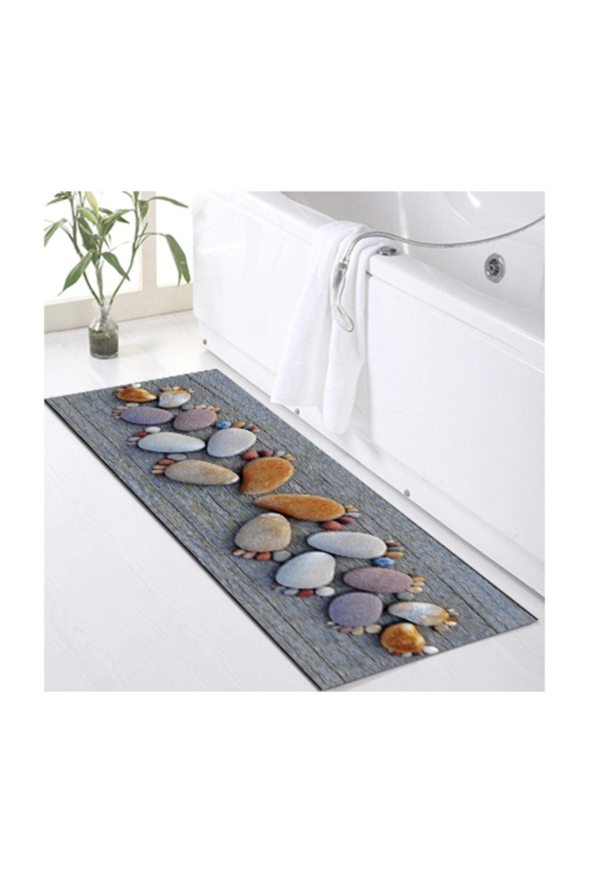 Kadser Gray Foot Stone Patterned Shower Bathtub Front Bath Mat - Swordslife