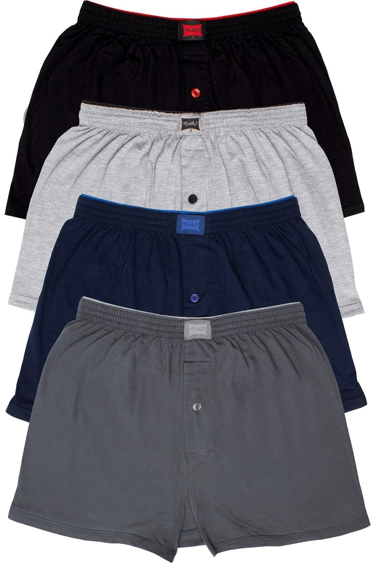 Men'S Gray Combed Plain Boxer 4-Pack 312001181111