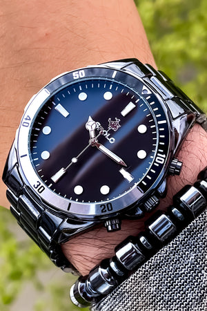 New Season Black Color Metal Band Men'S Wristwatch Bracelet With Gift