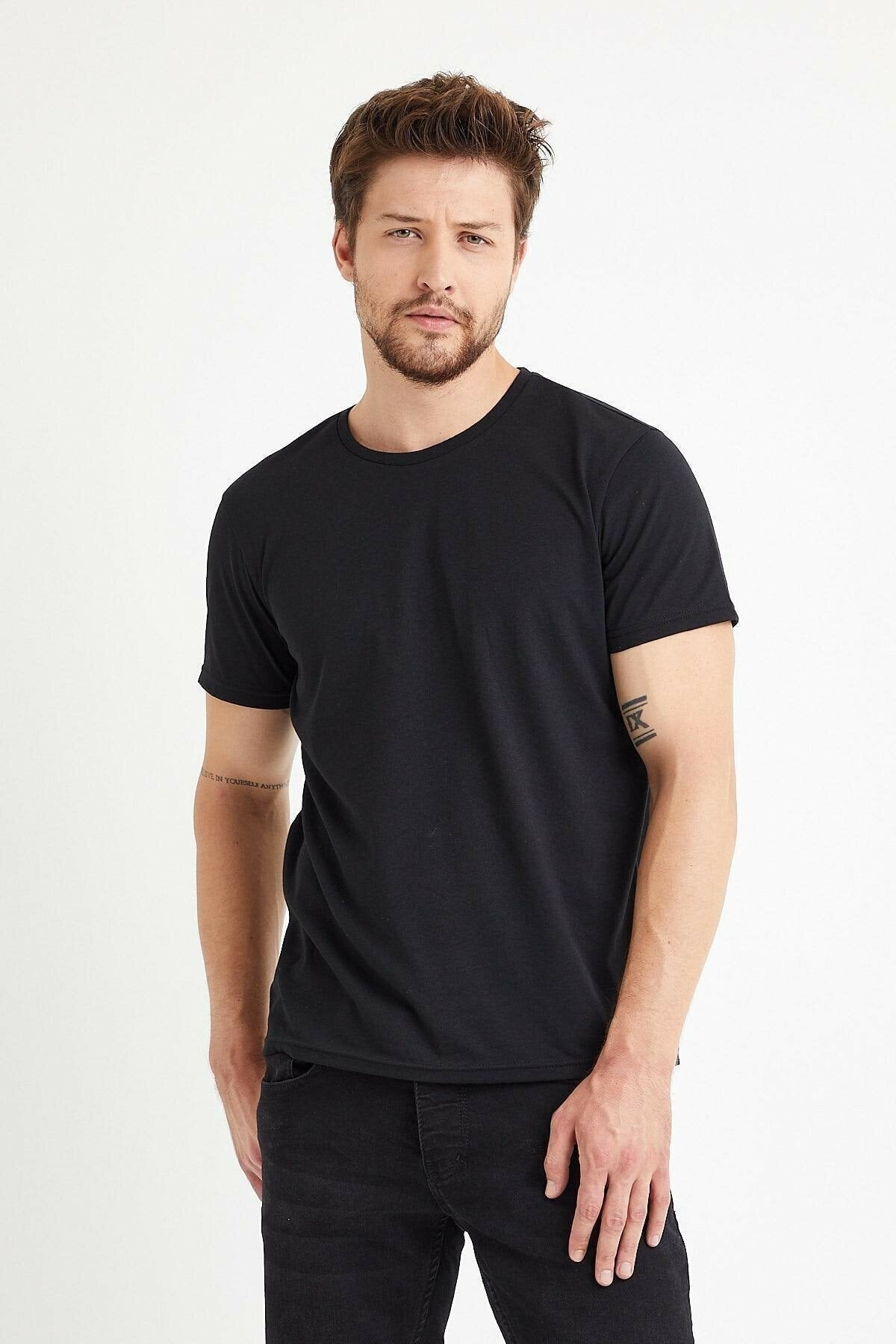 Men'S Black And White 2-Pack Regular Crew Neck T-Shirt
