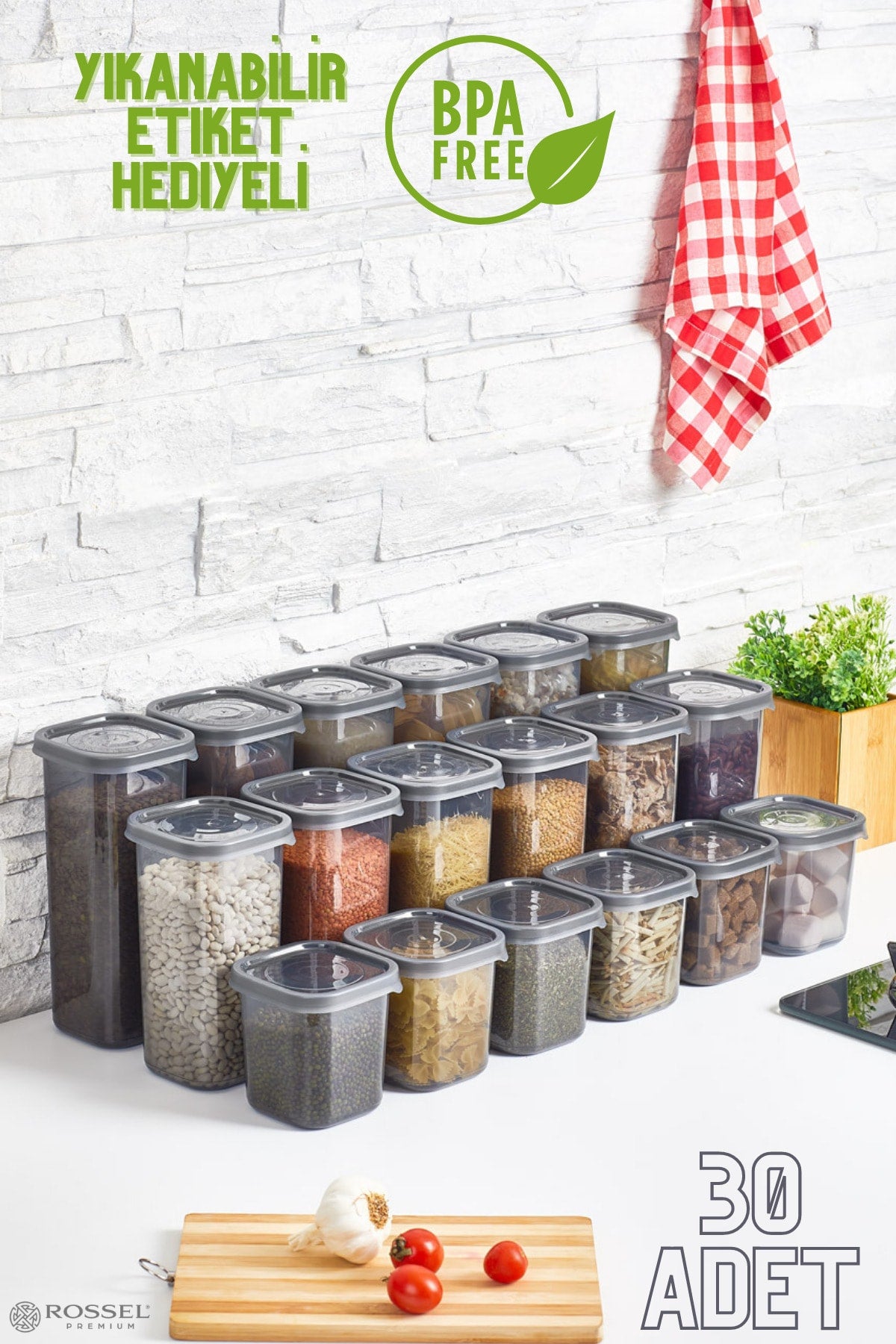 Luxury Smoked 30 Pcs Food Storage Container With Label Gift