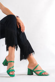 Women'S Green Heeled Slippers Sandals Ba20888