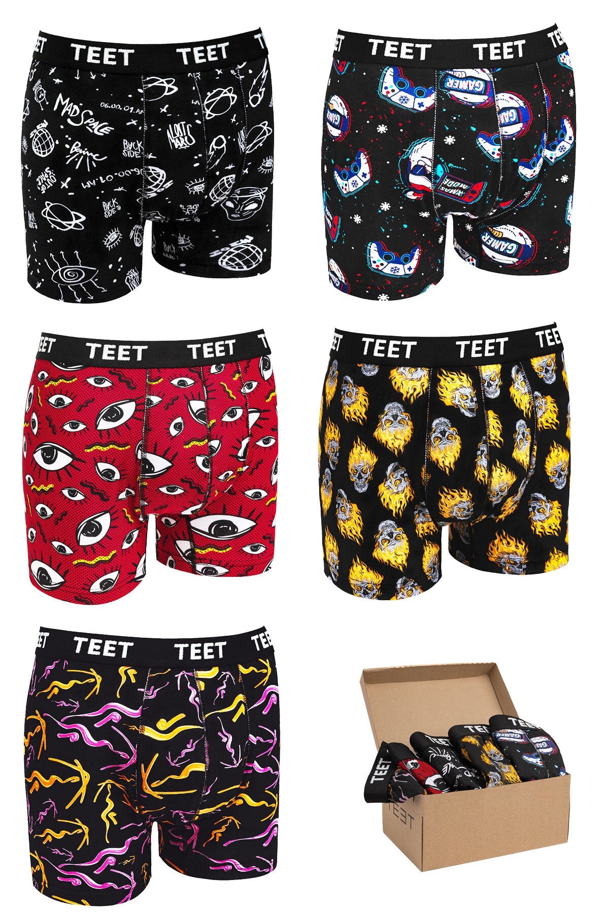 Men'S Boxer Cotton Patterned Premium 5-Pack