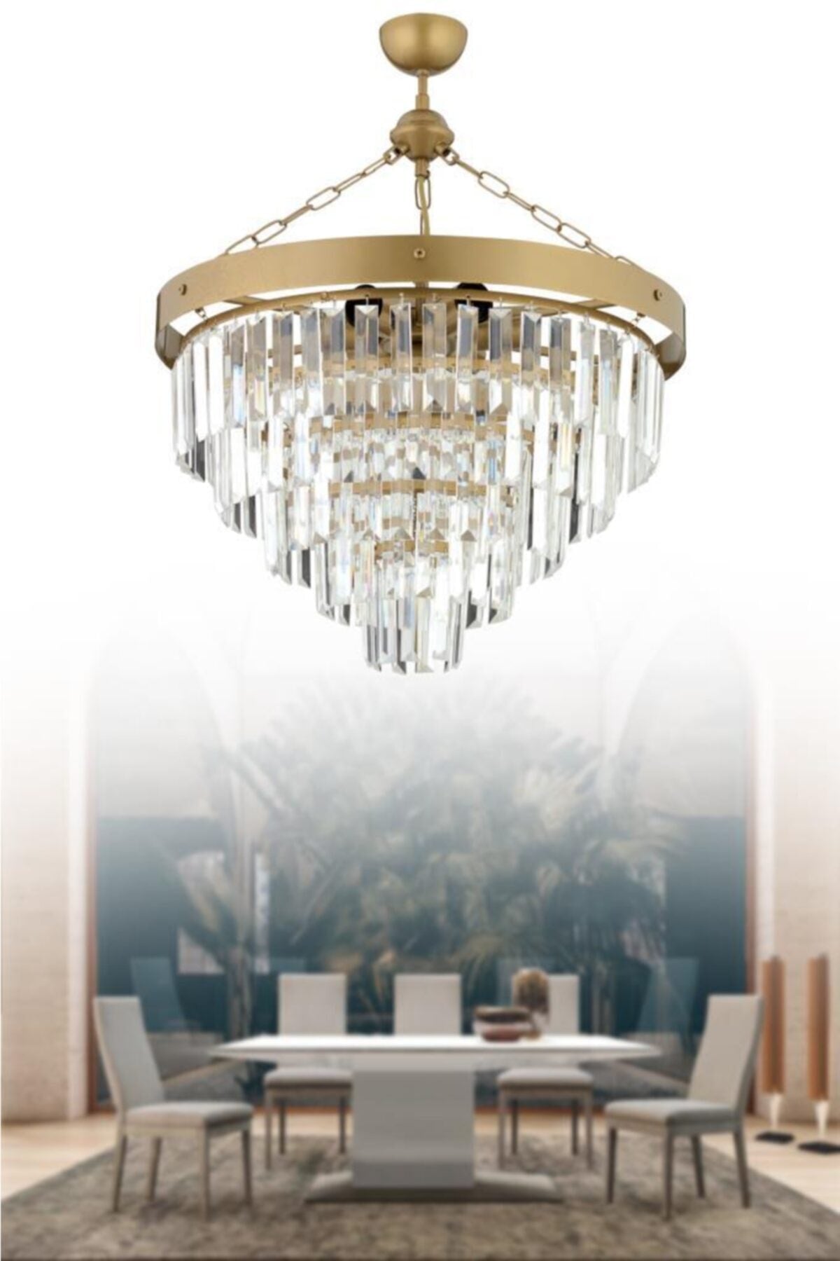 Linda 50' Antique Luxury Crystal Stone Chandelier