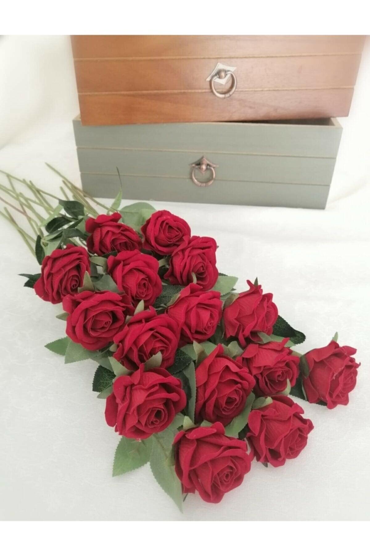 Artificial Rose Branch Velvet 50 Cm Dark Red (6 Pieces) - Swordslife