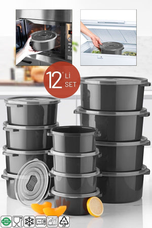 Storage Container Set That Can Be Used In Microwave And Difriz. Round 12 Anthracite