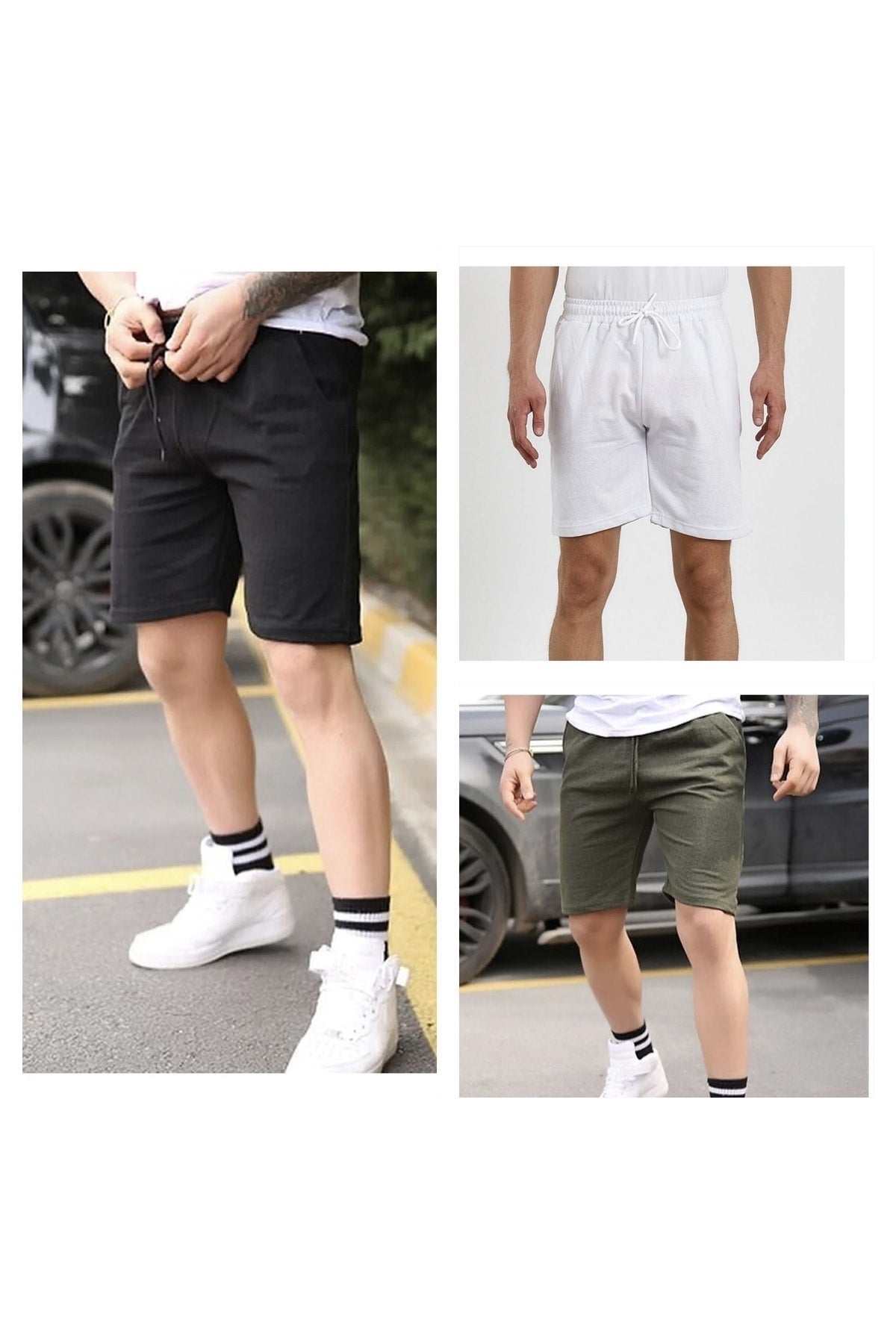 Slim Fit Unisex Men'S 3 Piece Shorts
